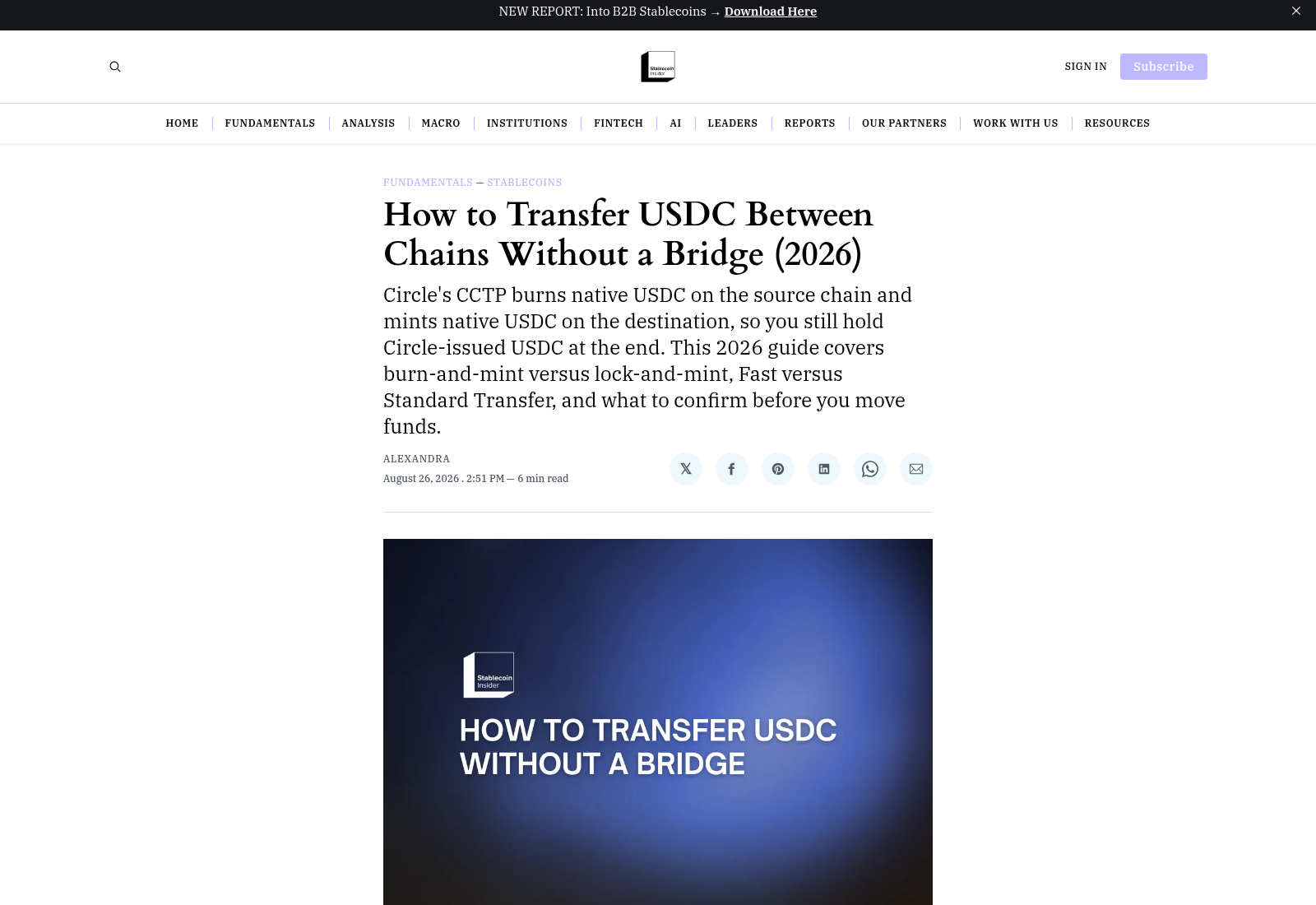 How to Transfer USDC Between Chains Without a Bridge