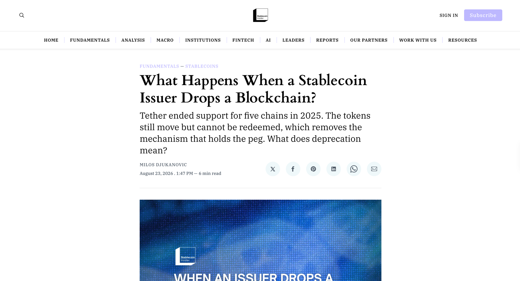 What Happens When a Stablecoin Issuer Drops a Blockchain?