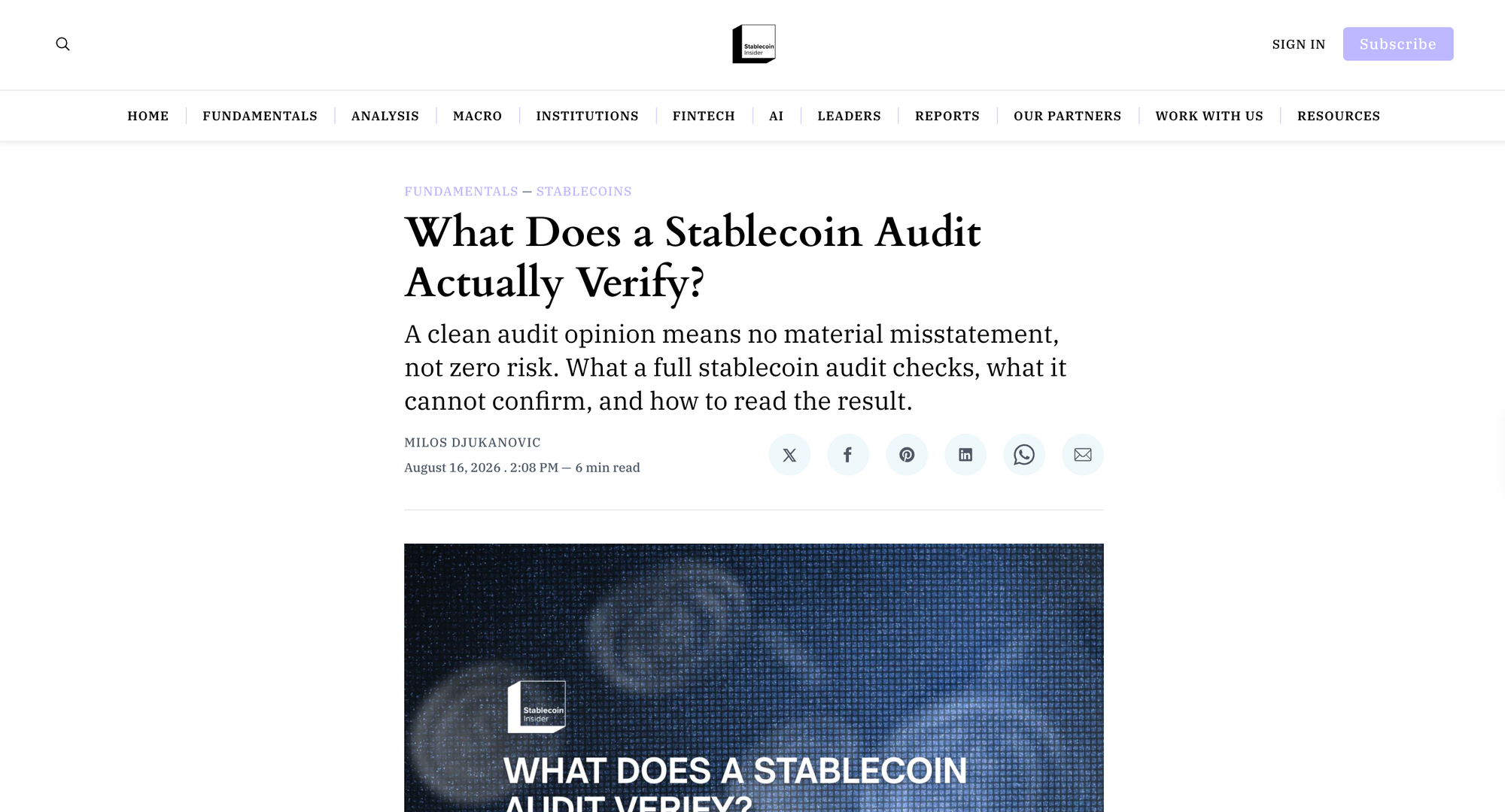 What Does a Stablecoin Audit Actually Verify?
