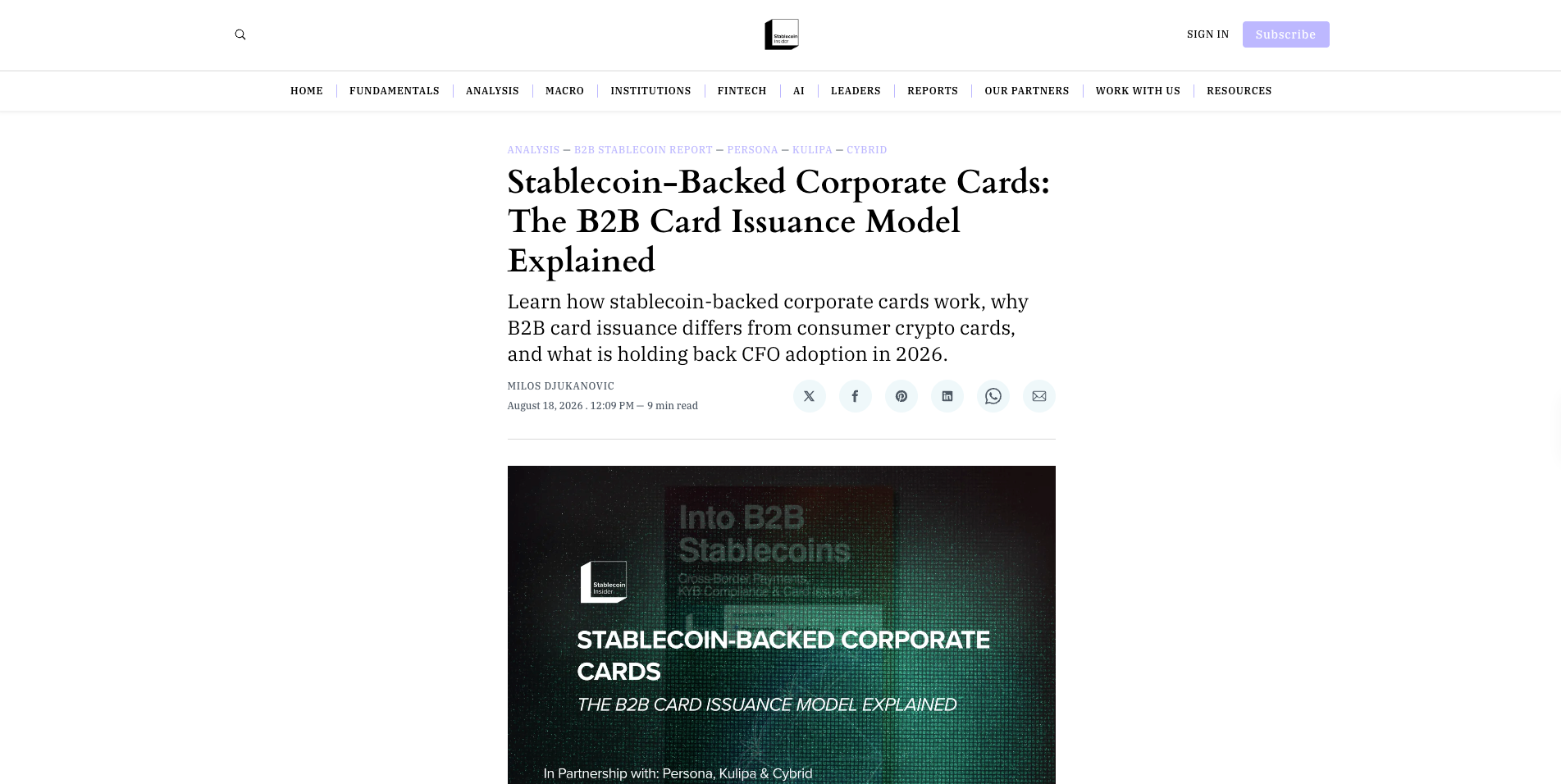 Stablecoin-Backed Corporate Cards: The B2B Card Issuance Model Explained