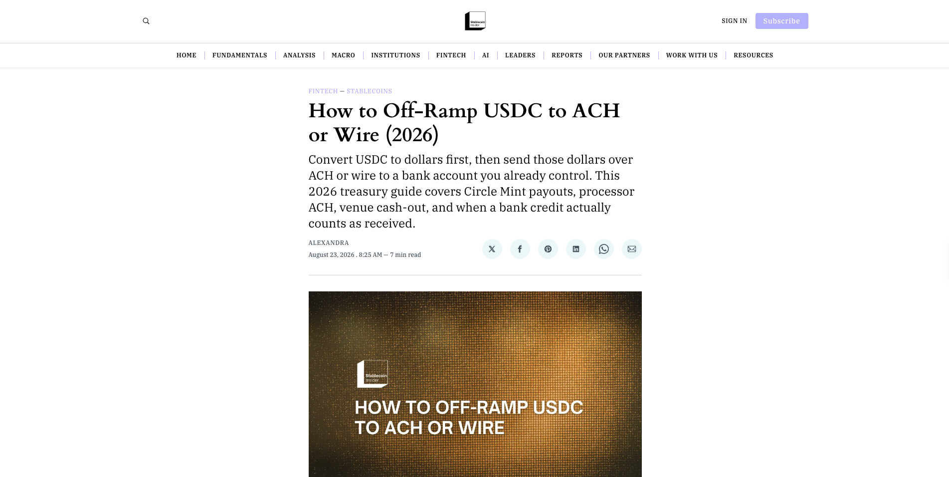 How to Off-Ramp USDC to ACH or Wire (2026)