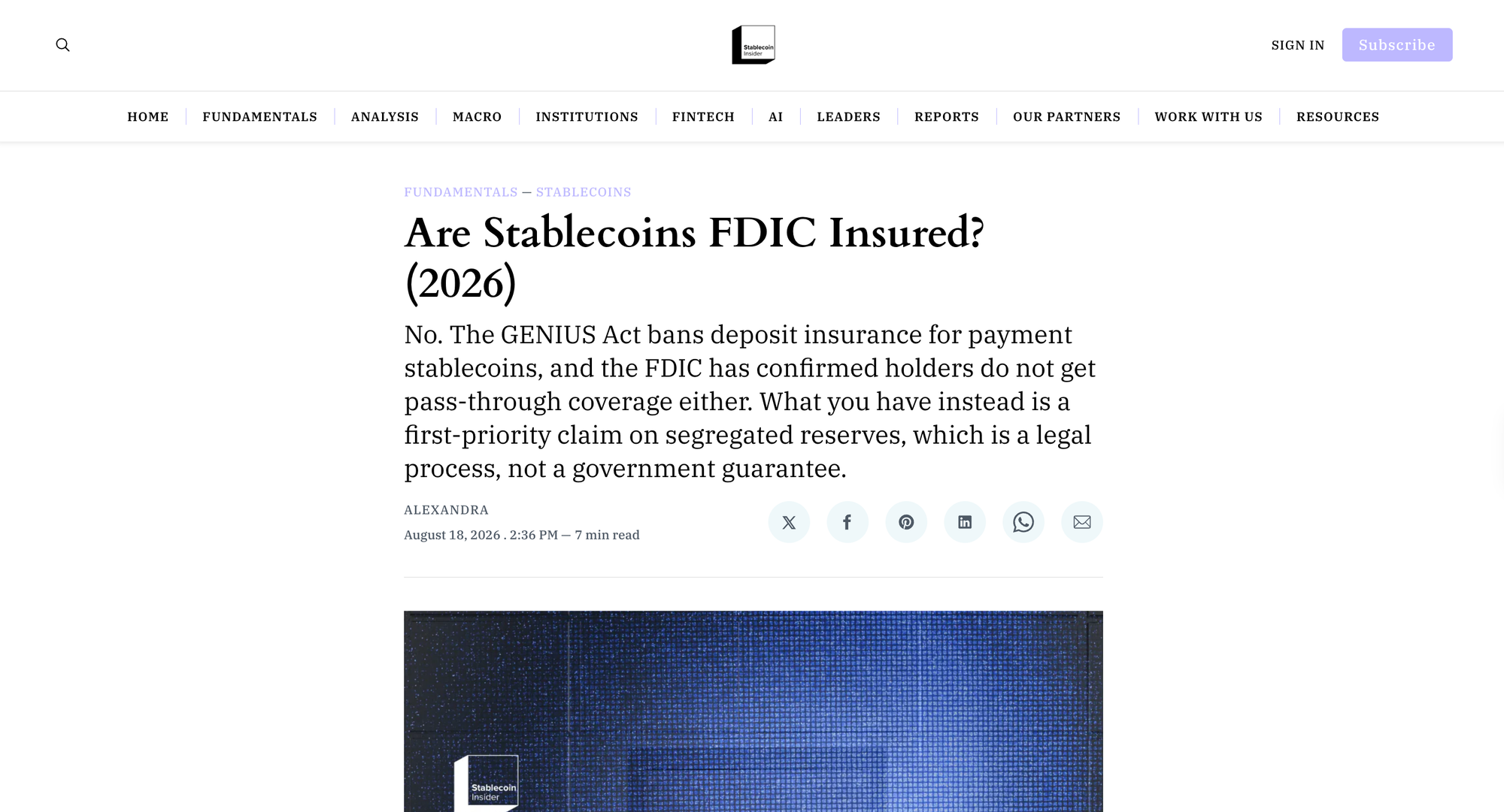 Are Stablecoins FDIC Insured? (2026)