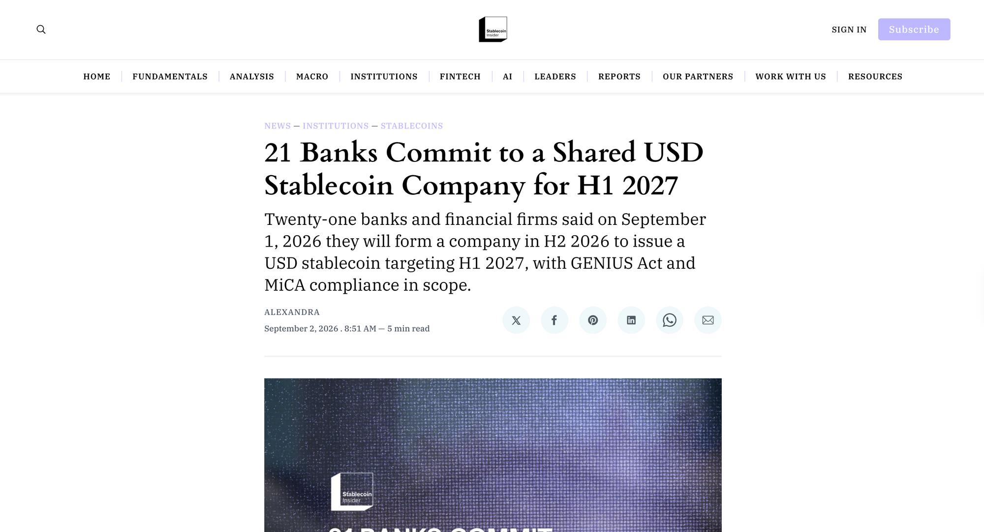 21 Banks Commit to a Shared USD Stablecoin Company for H1 2027