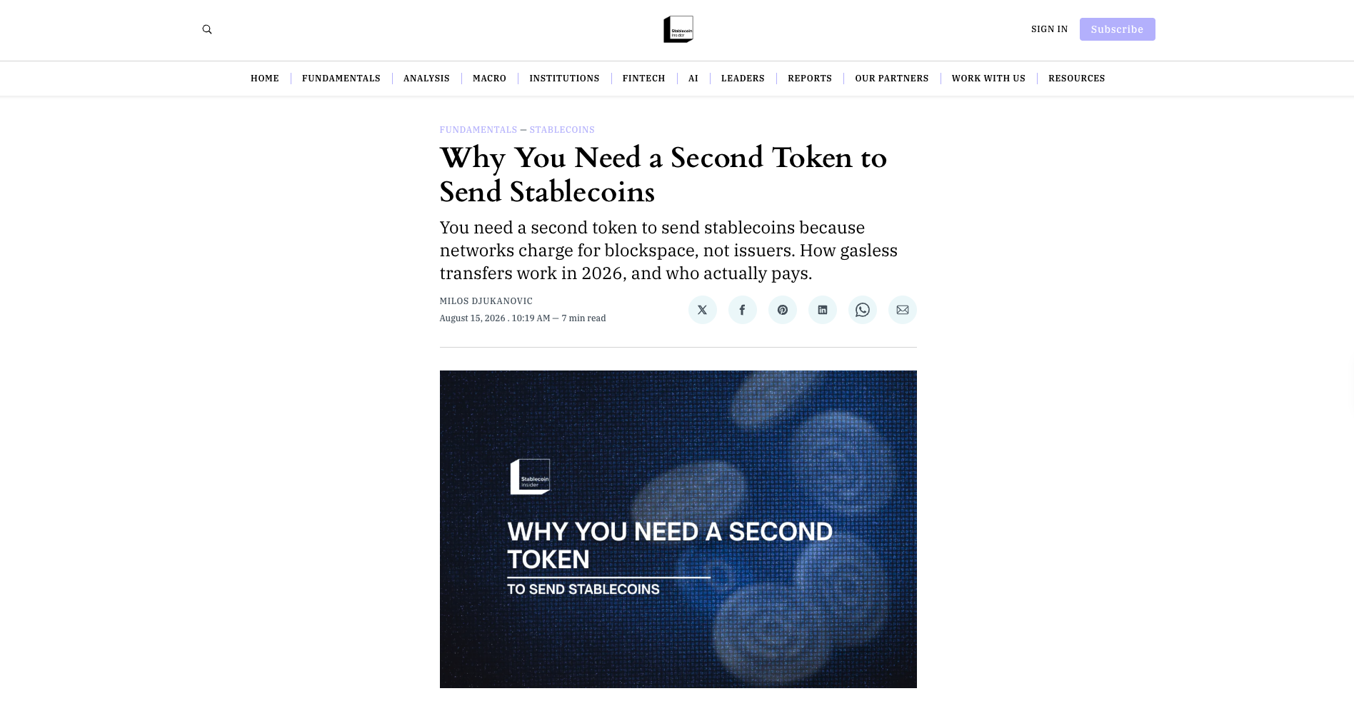 Why You Need a Second Token to Send Stablecoins