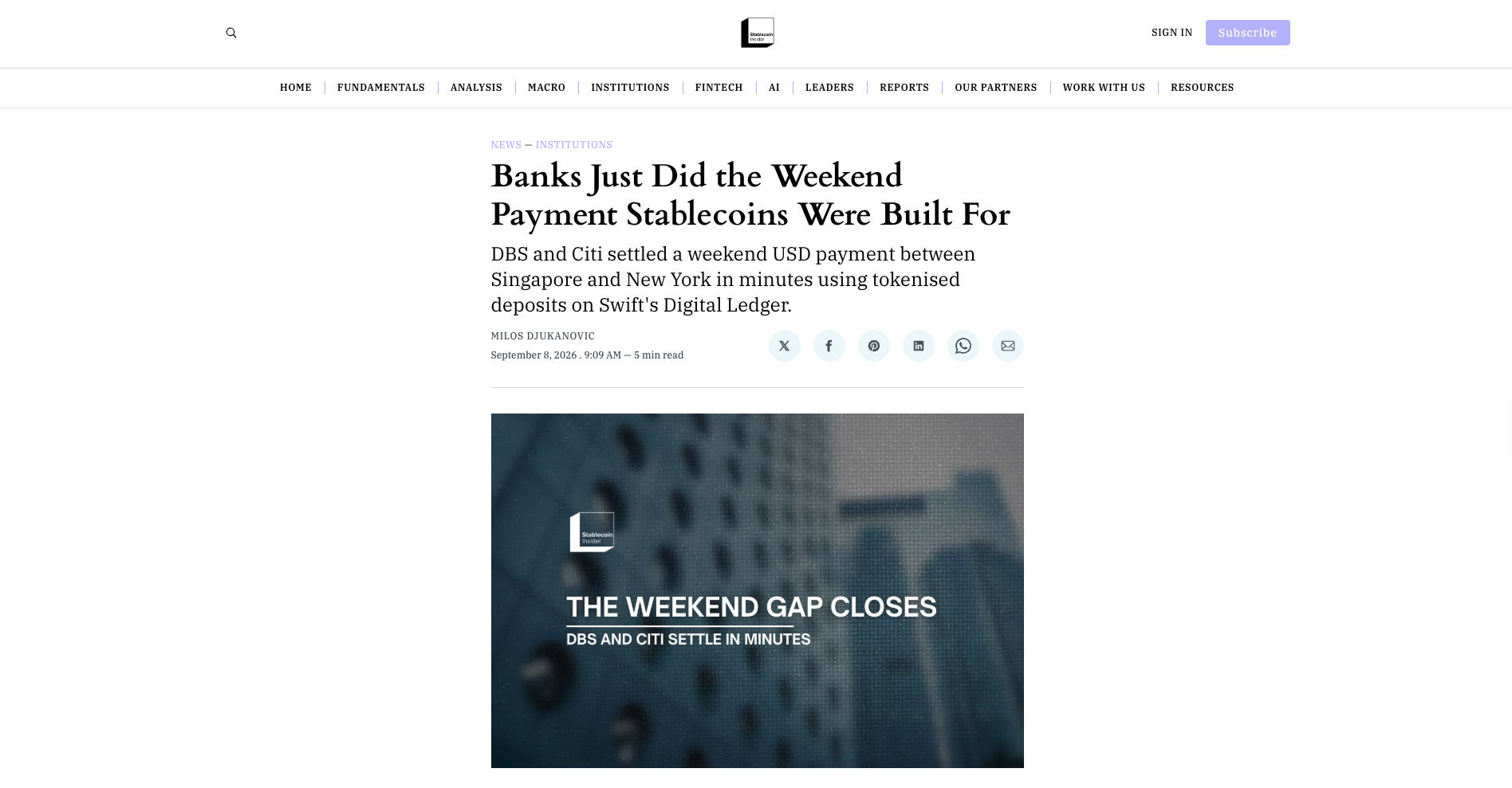 Banks Just Did the Weekend Payment Stablecoins Were Built For
