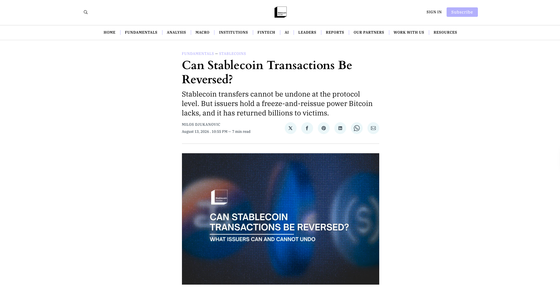 Can Stablecoin Transactions Be Reversed?