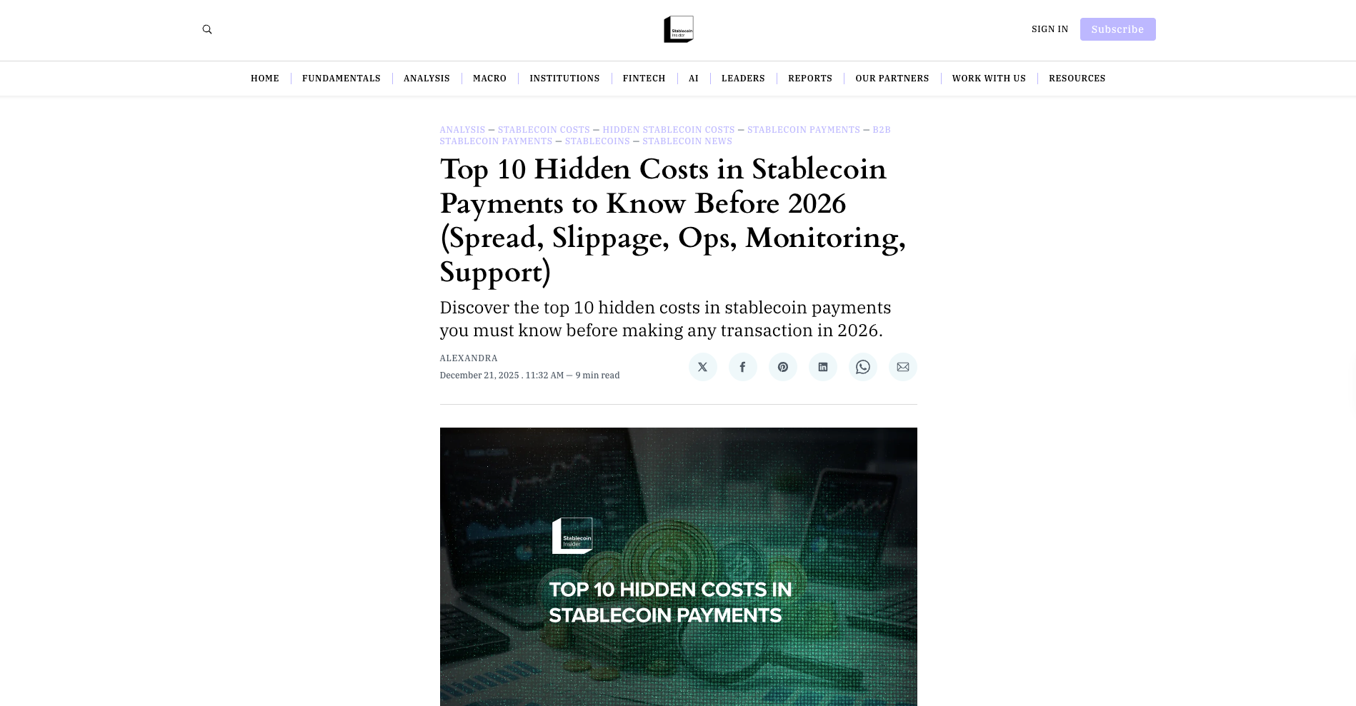 Top 10 Hidden Costs in Stablecoin Payments to Know Before 2026 (Spread, Slippage, Ops, Monitoring, Support)