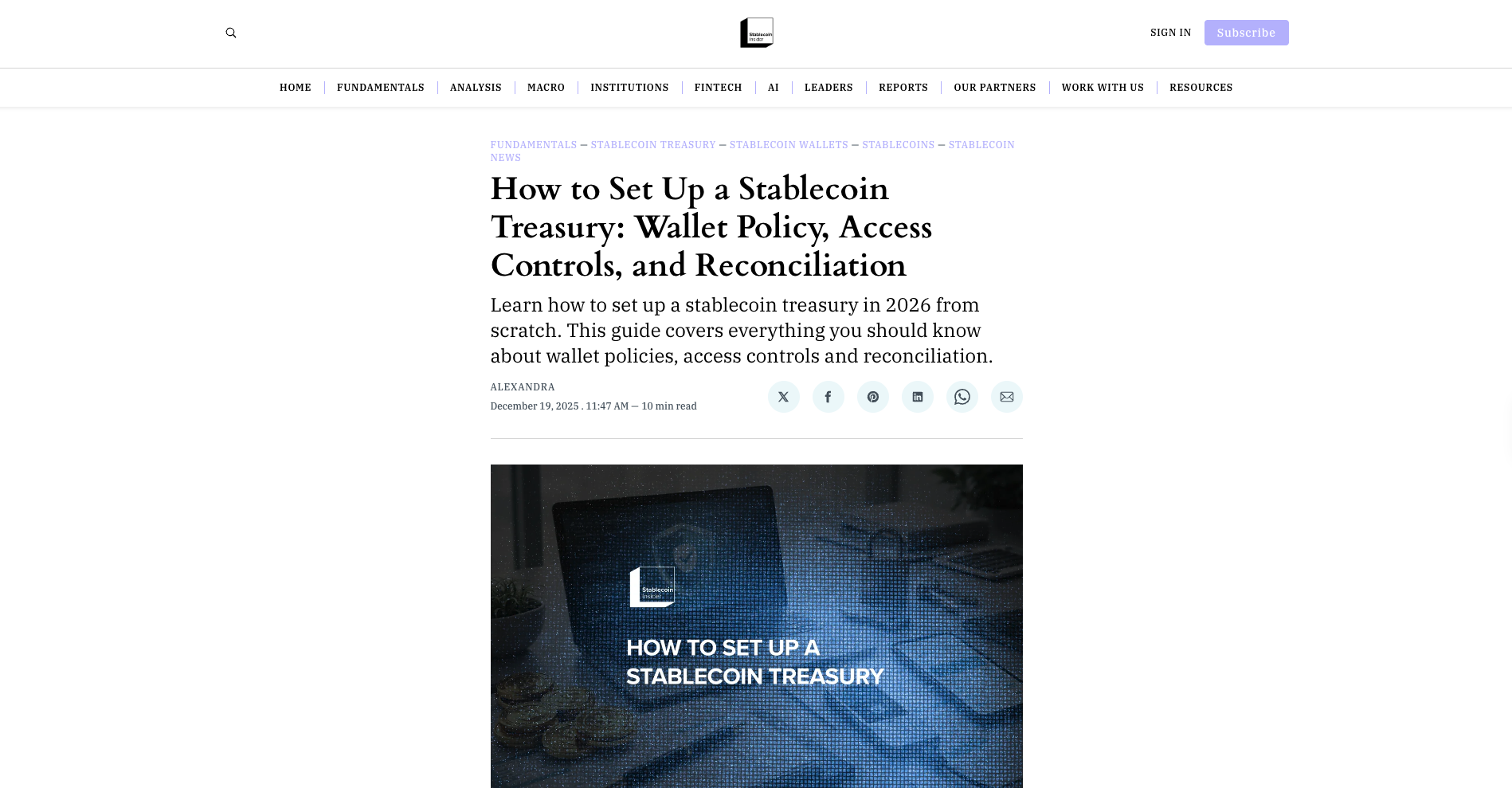 How to Set Up a Stablecoin Treasury: Wallet Policy, Access Controls, and Reconciliation