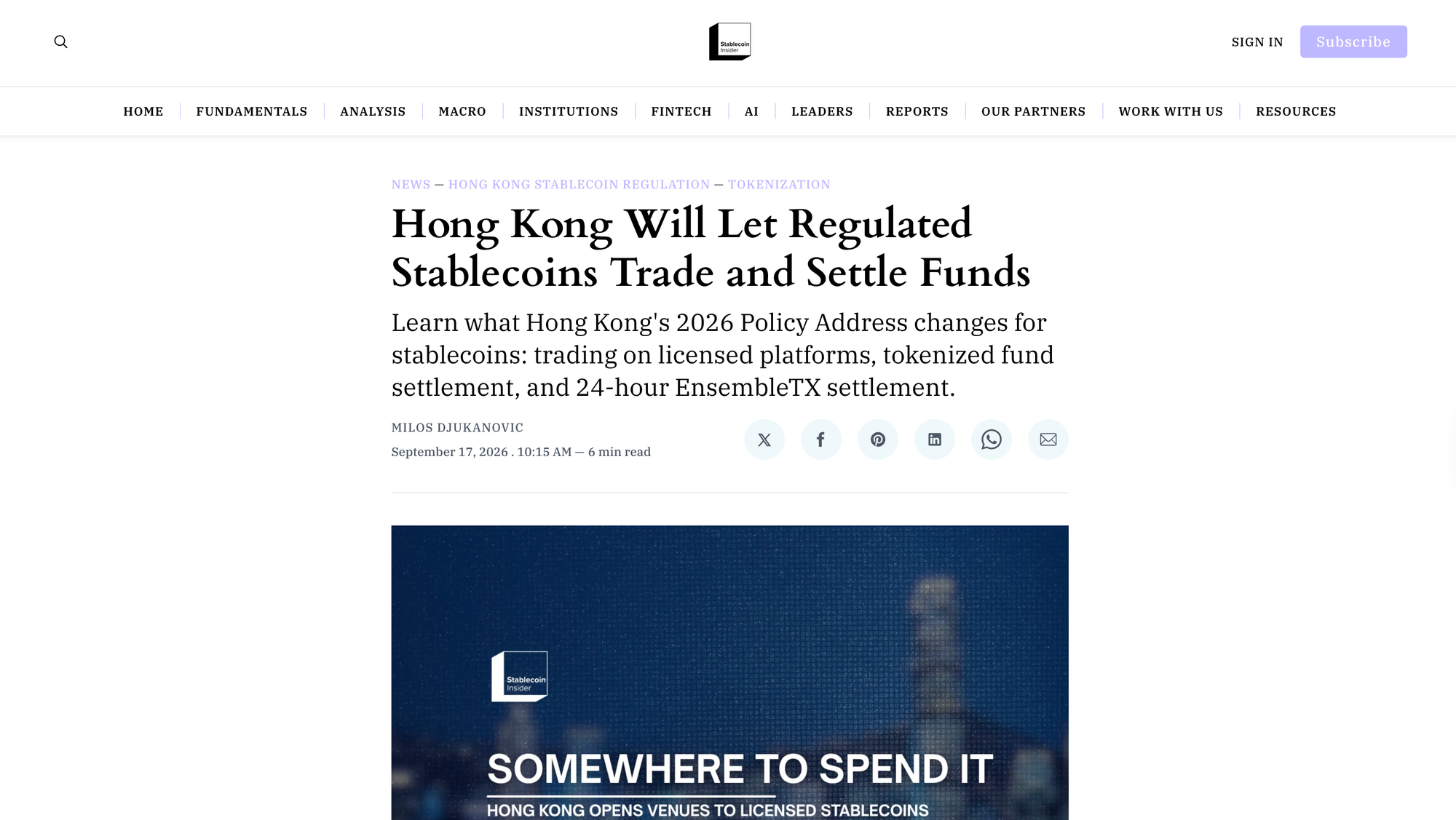Hong Kong Will Let Regulated Stablecoins Trade and Settle Funds