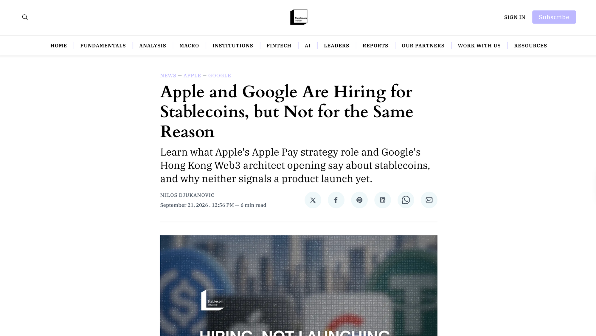 Apple and Google Are Hiring for Stablecoins, but Not for the Same Reason