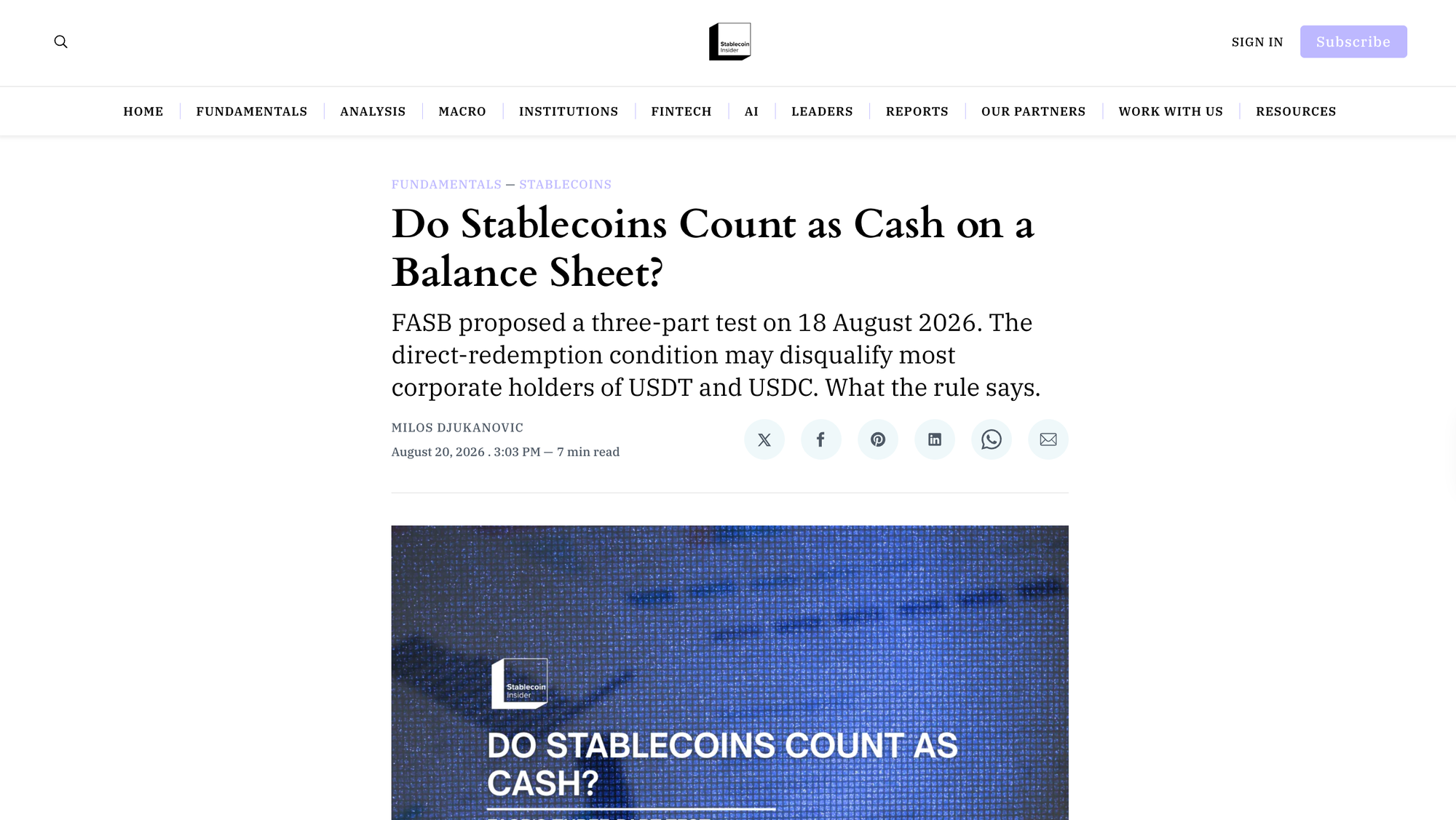 Do Stablecoins Count as Cash on a Balance Sheet?