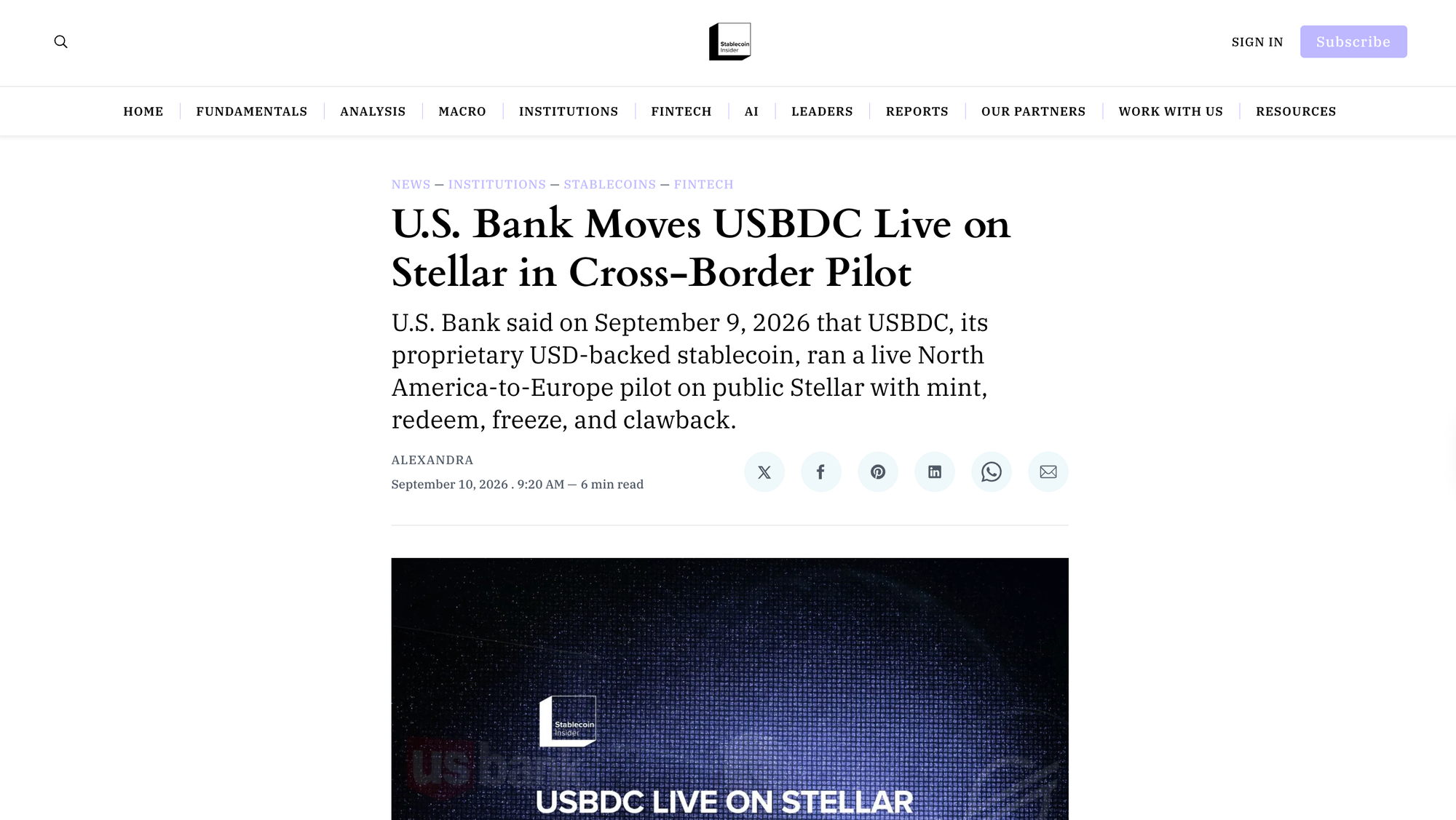U.S. Bank Moves USBDC Live on Stellar in Cross-Border Pilot