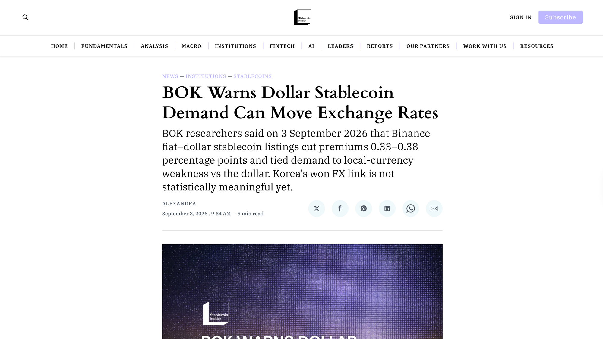 BOK Warns Dollar Stablecoin Demand Can Move Exchange Rates