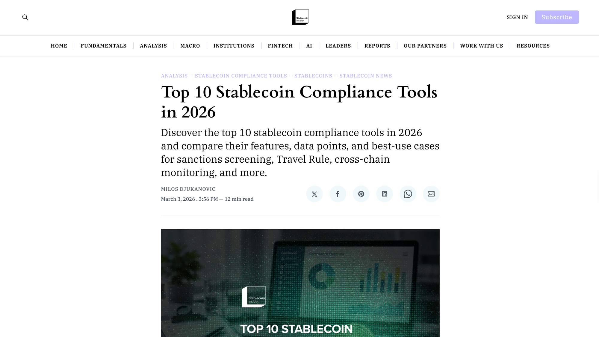 Top 10 Stablecoin Compliance Tools in 2026