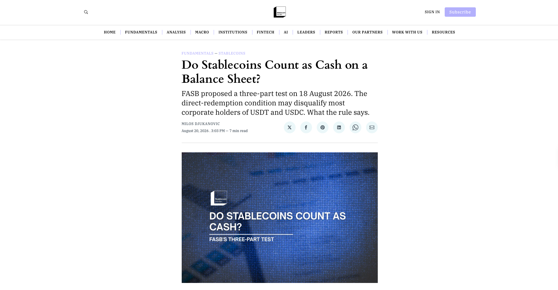 Do Stablecoins Count as Cash on a Balance Sheet?