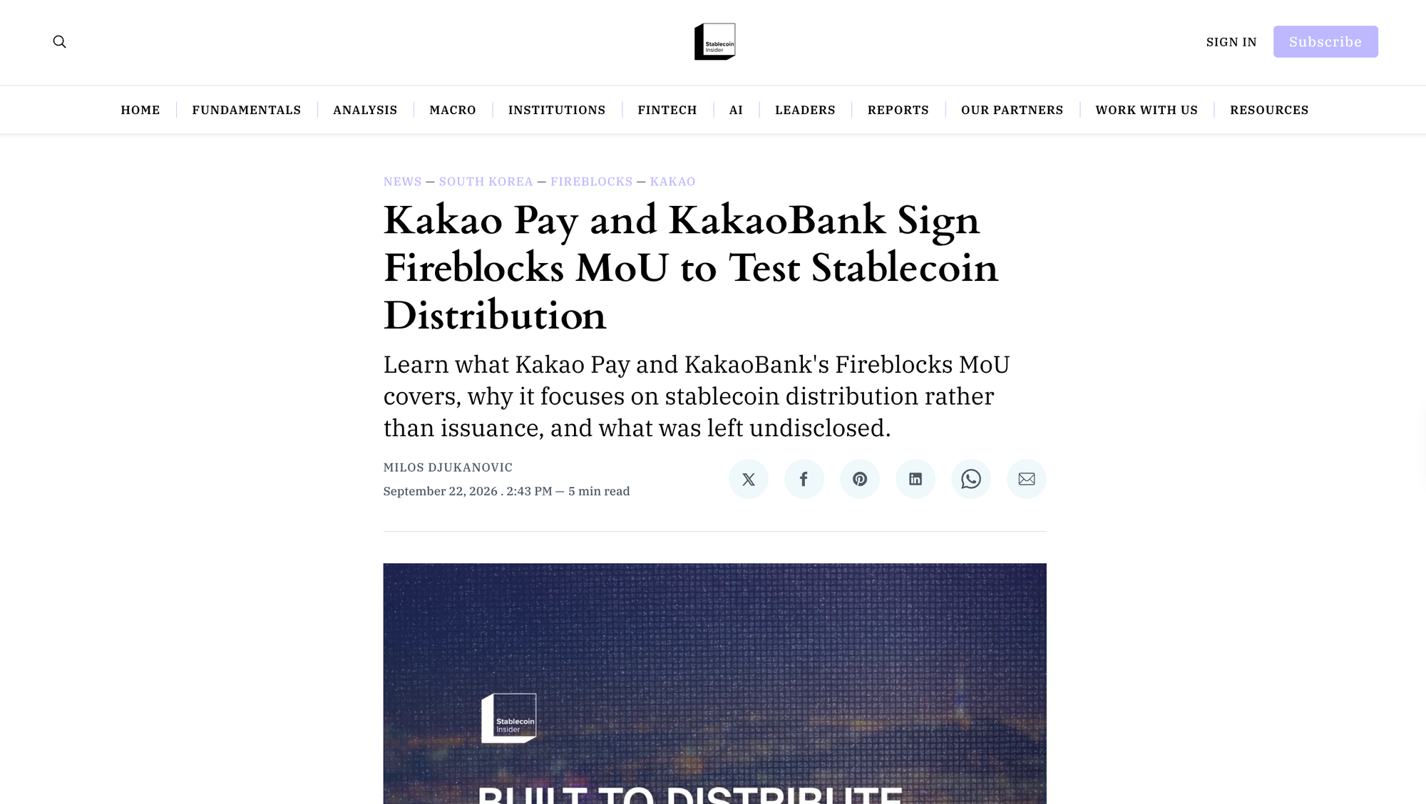 Kakao Pay and KakaoBank Sign Fireblocks MoU to Test Stablecoin Distribution