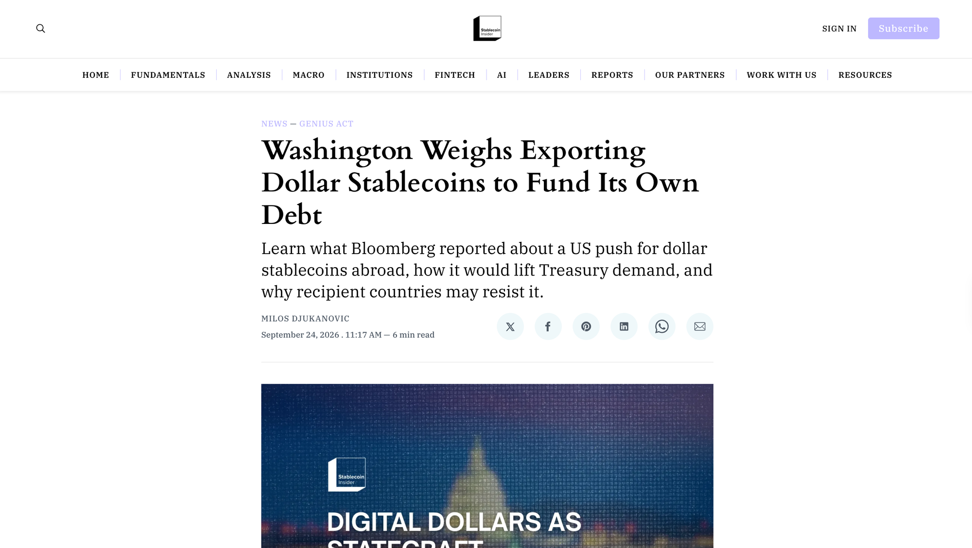 Washington Weighs Exporting Dollar Stablecoins to Fund Its Own Debt