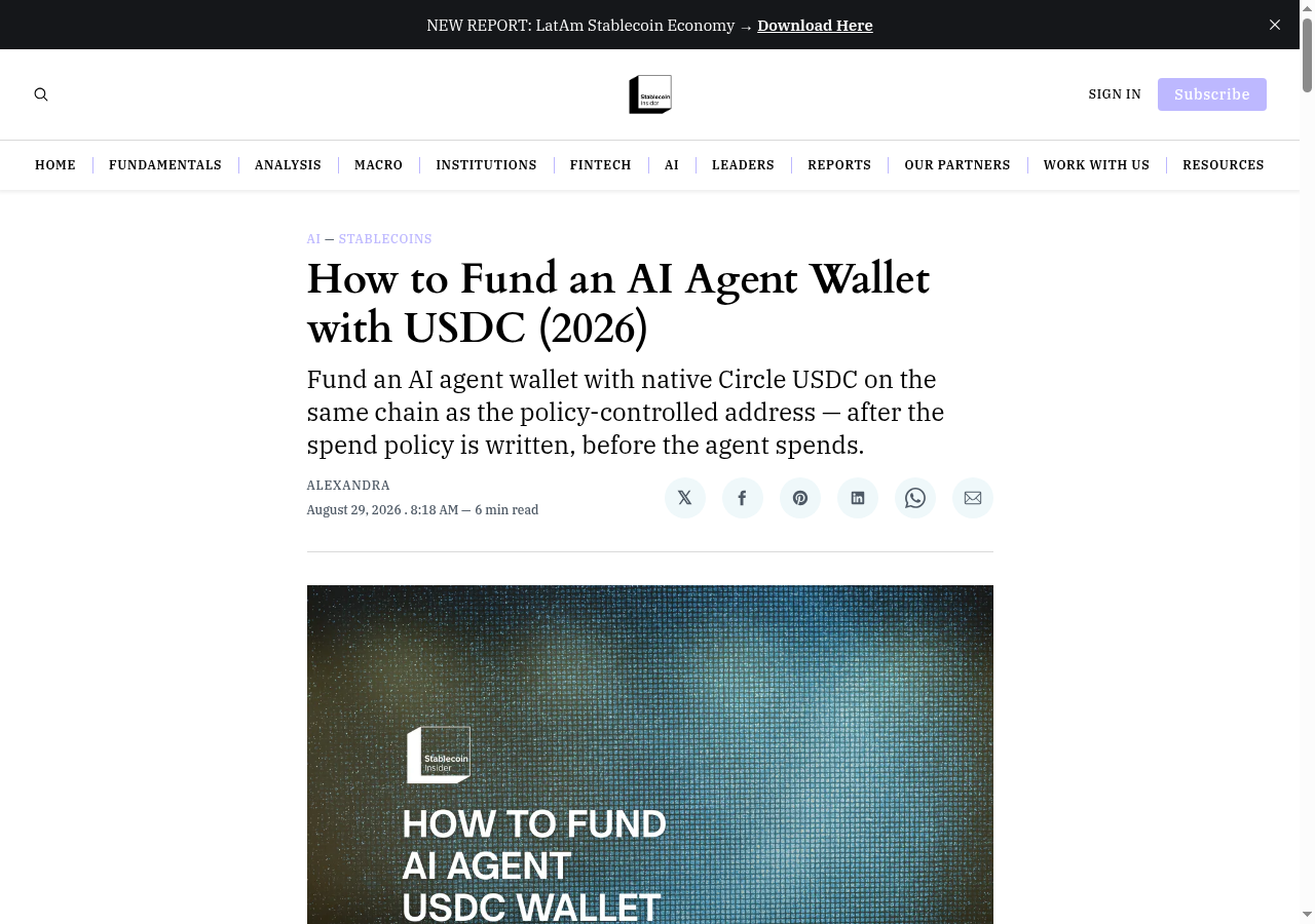 How to fund an AI agent wallet with USDC