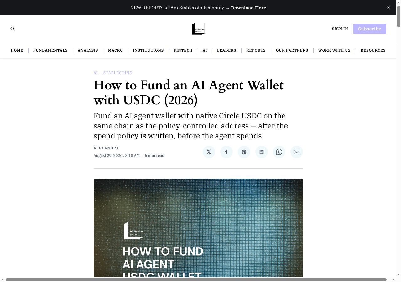 How to Fund an AI Agent Wallet with USDC