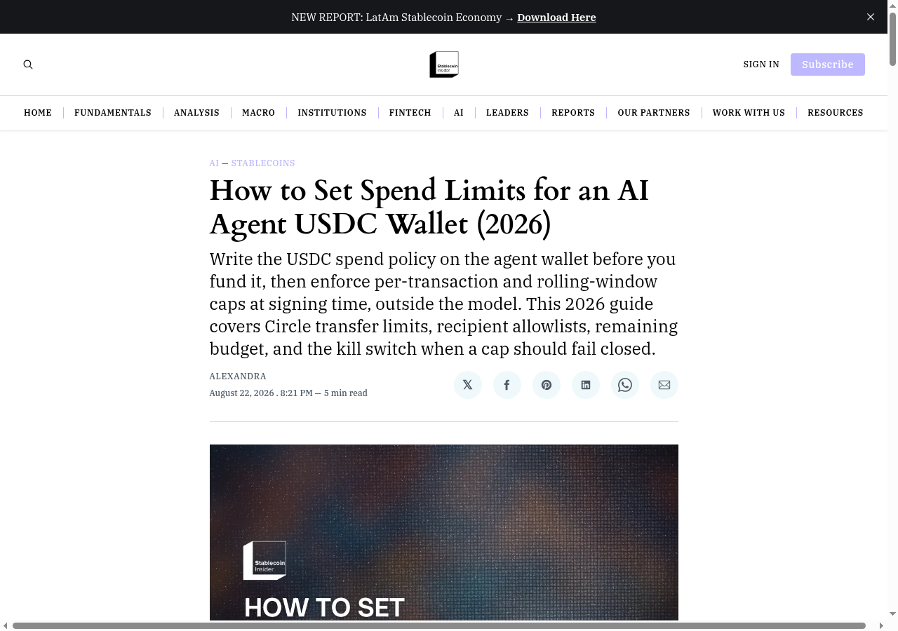 How to Set Spend Limits on an AI Agent USDC Wallet
