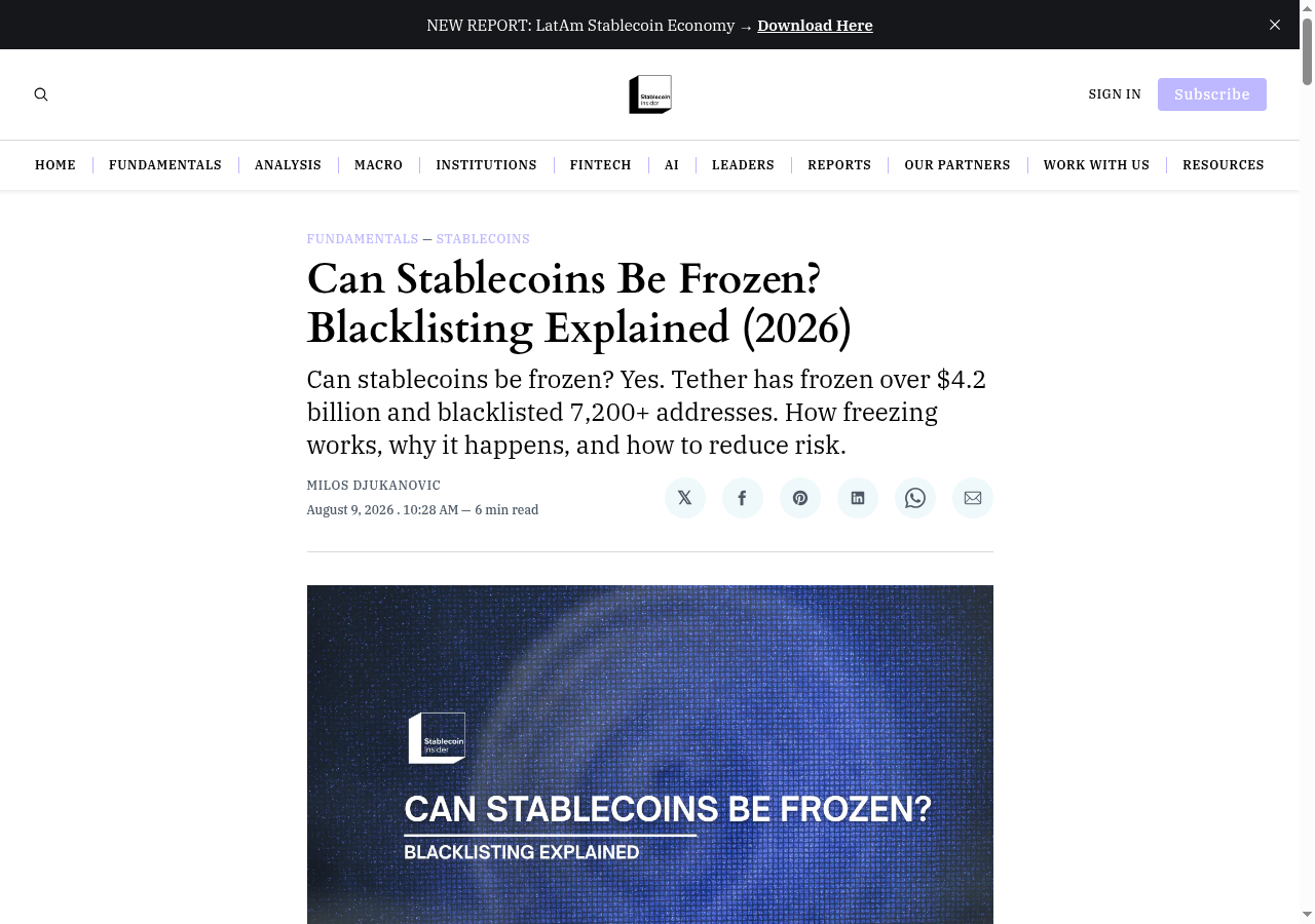 Can Stablecoins Be Frozen? (2026)