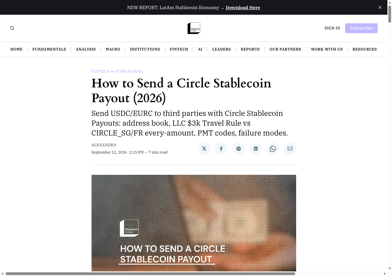 How to Send a Circle Stablecoin Payout