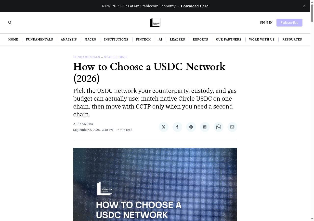 How to Choose a USDC Network (2026)