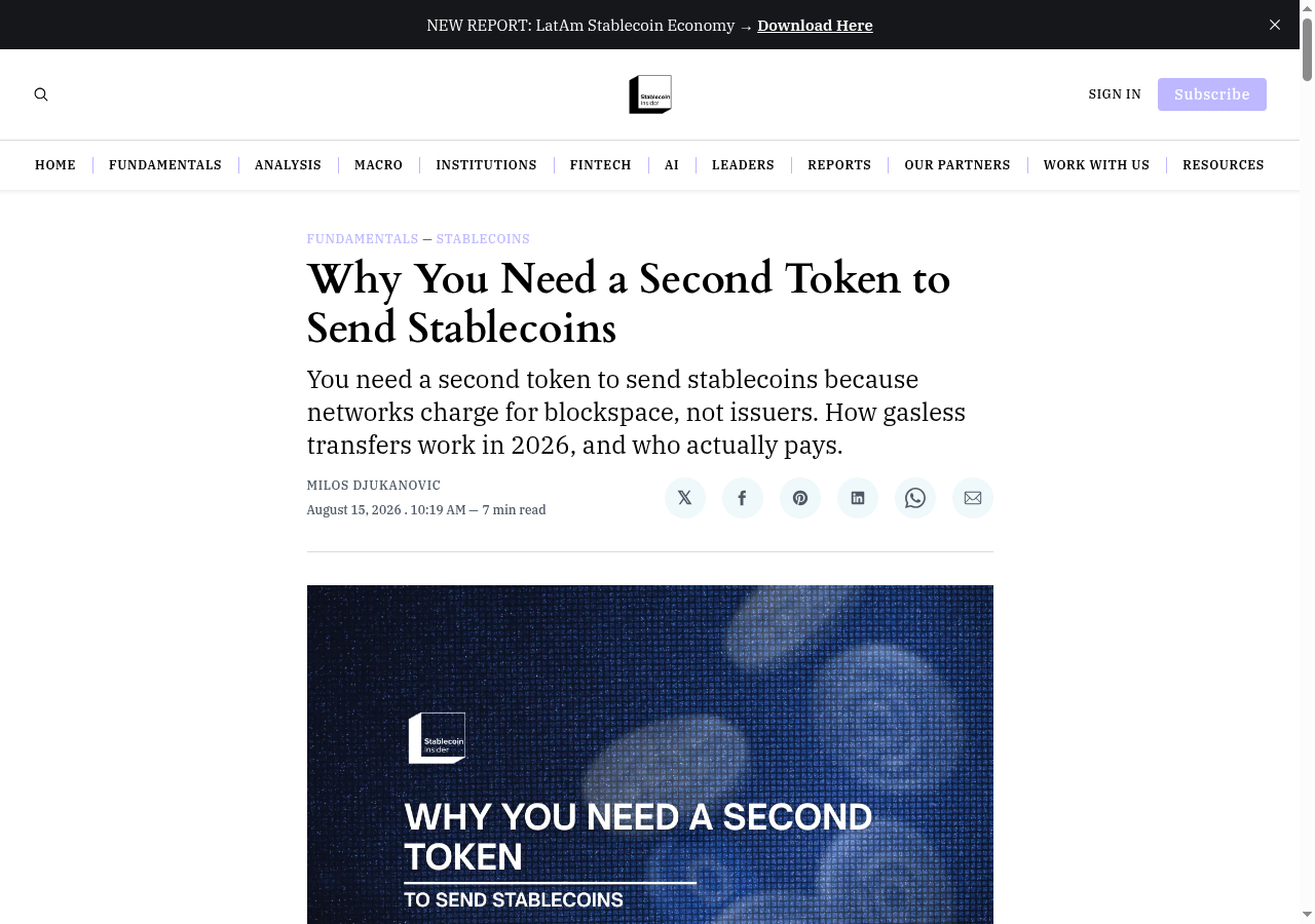 Why You Need a Second Token to Send Stablecoins