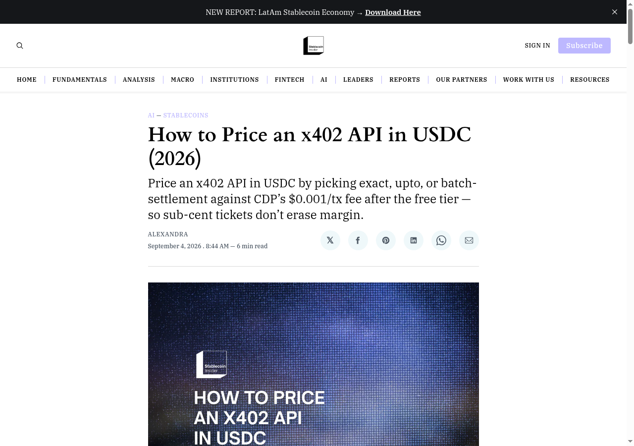 How to Price an x402 API in USDC (2026)