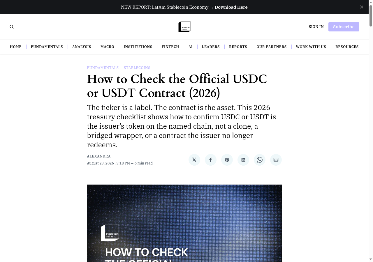 How to Check the Official USDC or USDT Contract (2026)