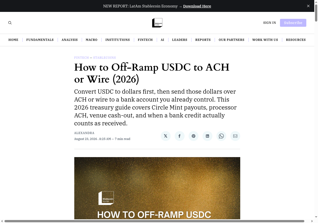 How to Off-Ramp USDC to ACH or Wire