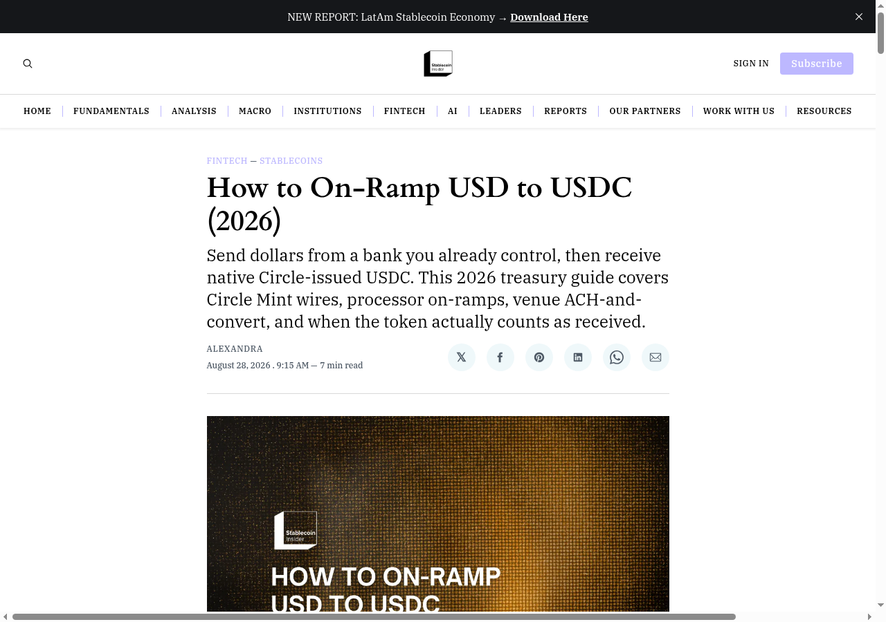 How to On-Ramp USD to USDC (2026)