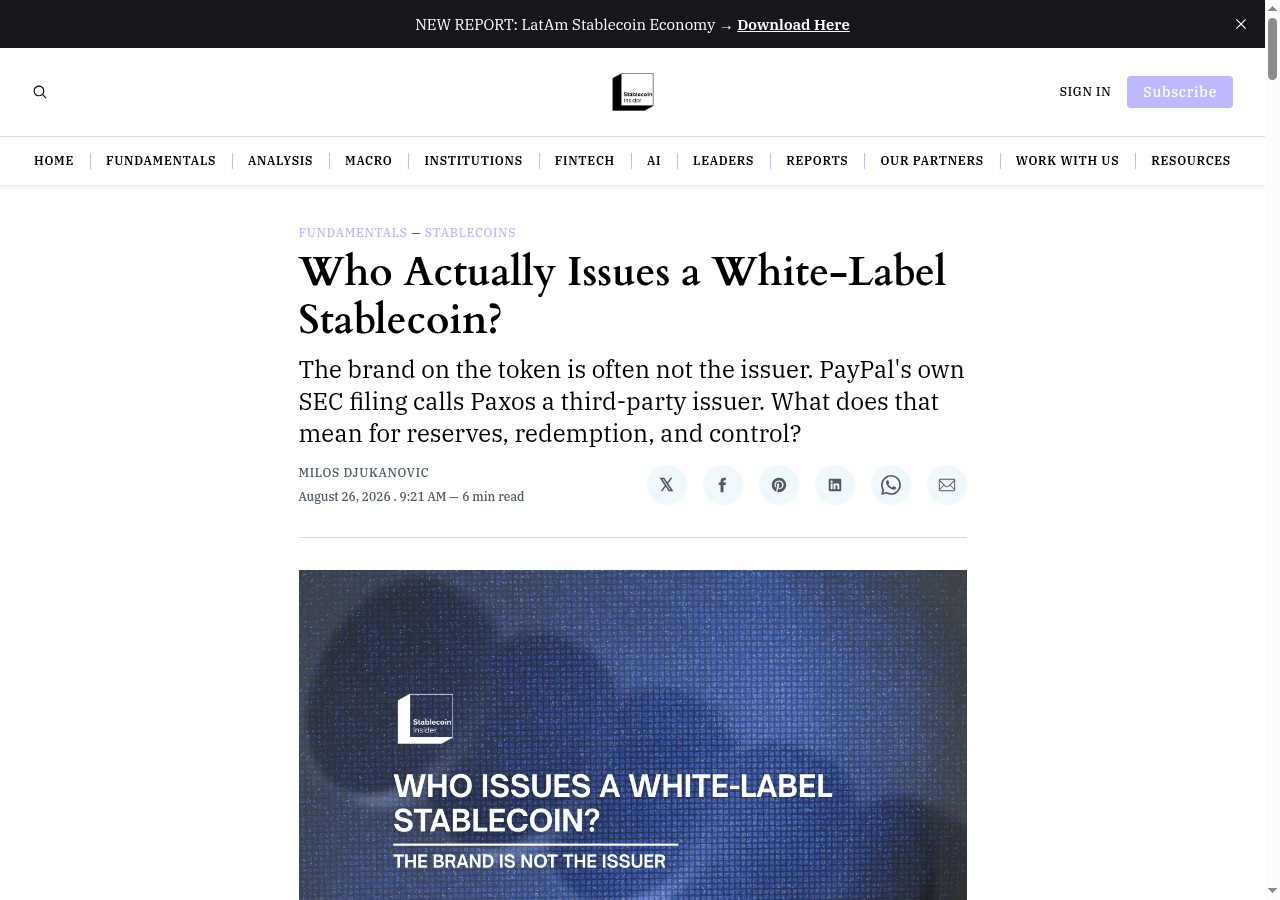 Who Actually Issues a White-Label Stablecoin