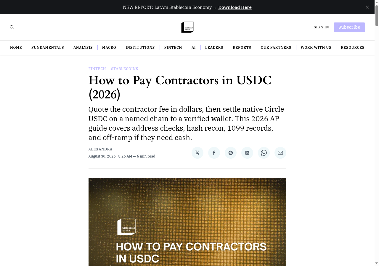 How to Pay Contractors in USDC (2026)
