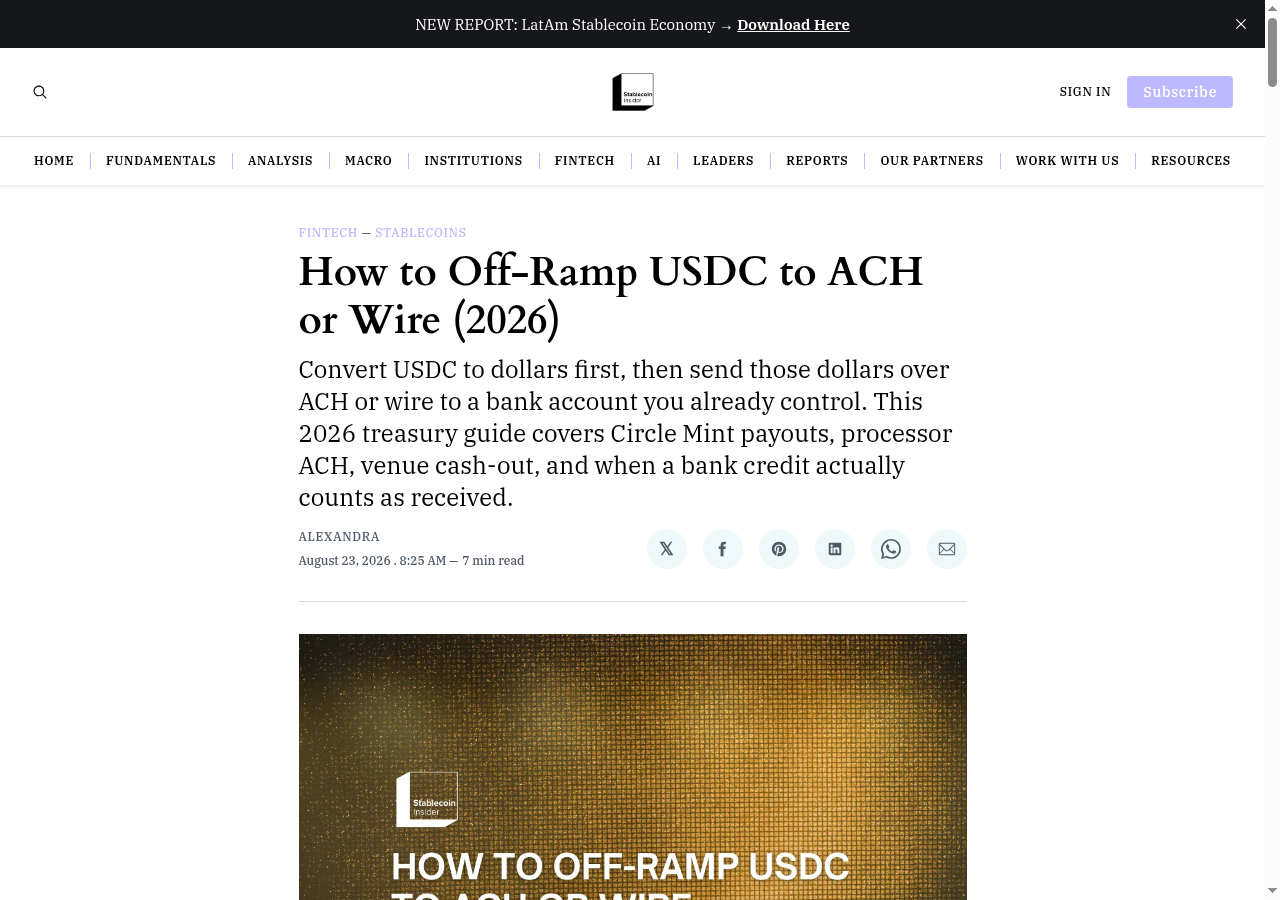 How to Off-Ramp USDC to ACH or Wire (2026)