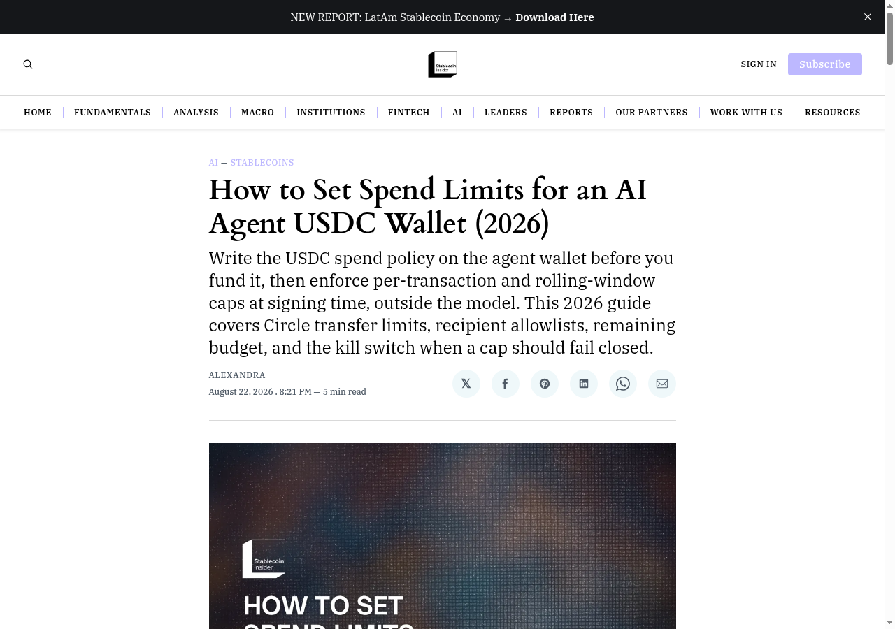 How to Set Spend Limits on an AI Agent USDC Wallet (2026)