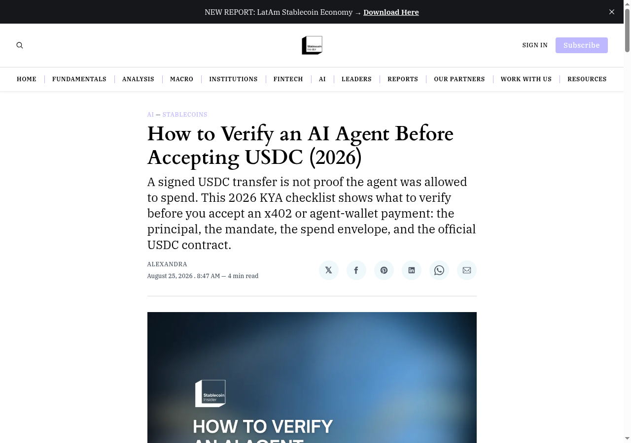 How to Verify an AI Agent Before Accepting USDC (2026)