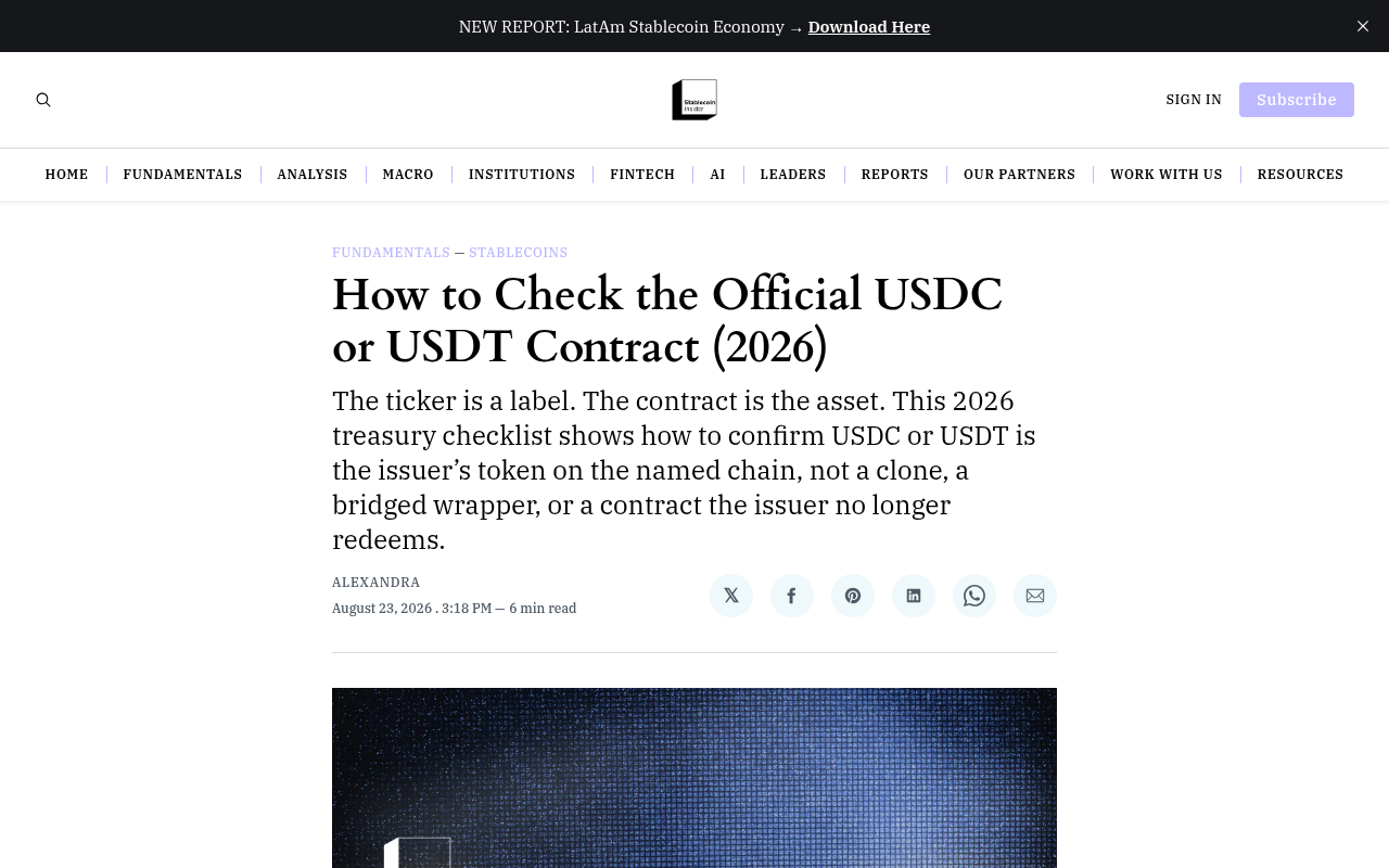 How to Check the Official USDC or USDT Contract (2026)
