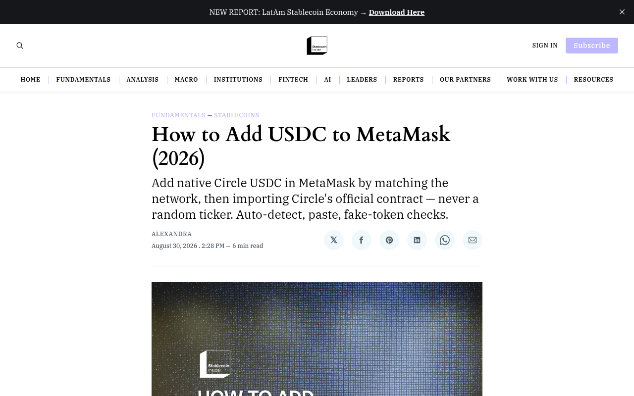 How to Add USDC to MetaMask (2026)