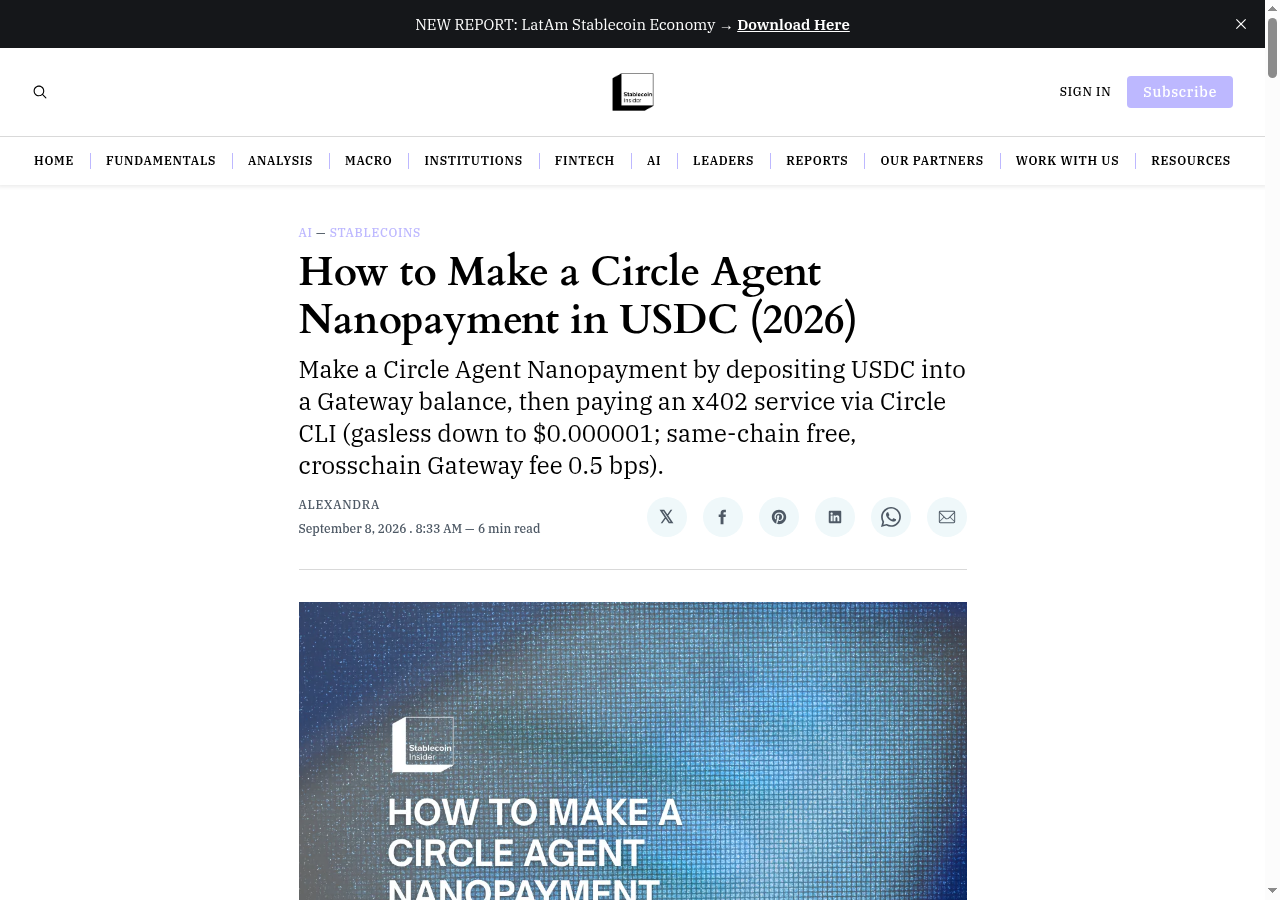 How to Make a Circle Agent Nanopayment in USDC
