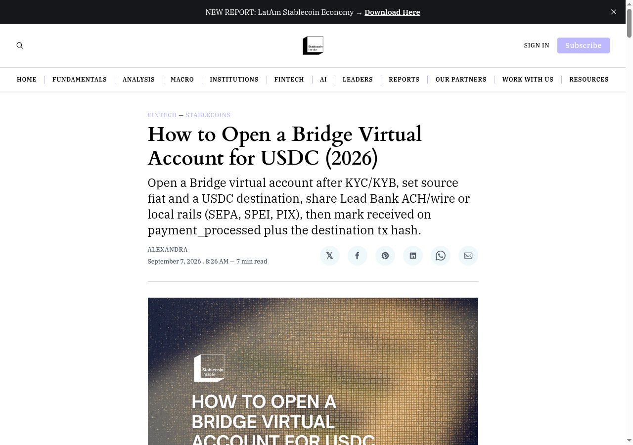 How to Open a Bridge Virtual Account for USDC