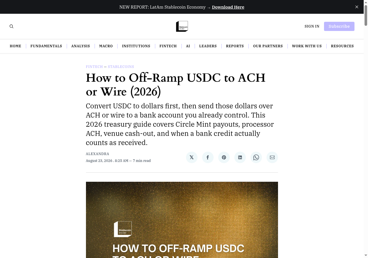 How to Off-Ramp USDC to ACH or Wire