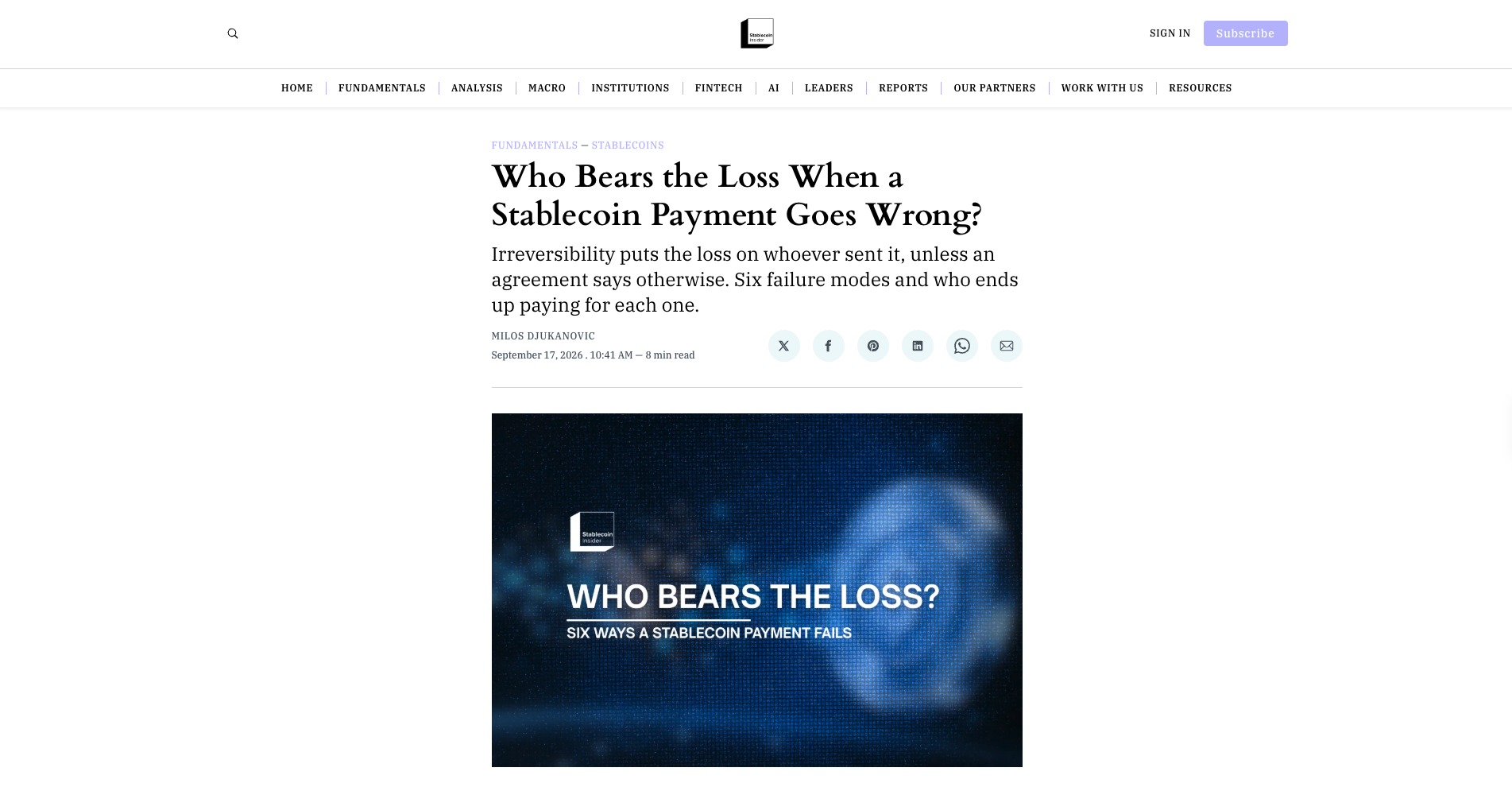 Who Bears the Loss When a Stablecoin Payment Goes Wrong?