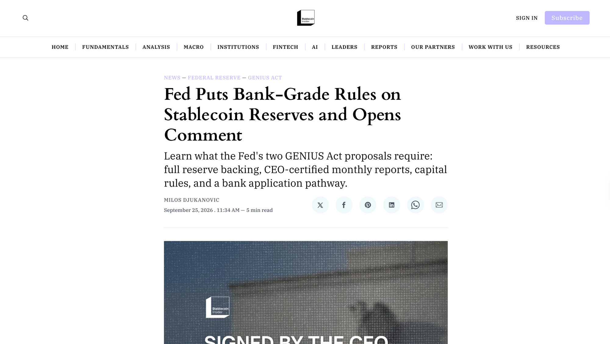 Fed Puts Bank-Grade Rules on Stablecoin Reserves and Opens Comment