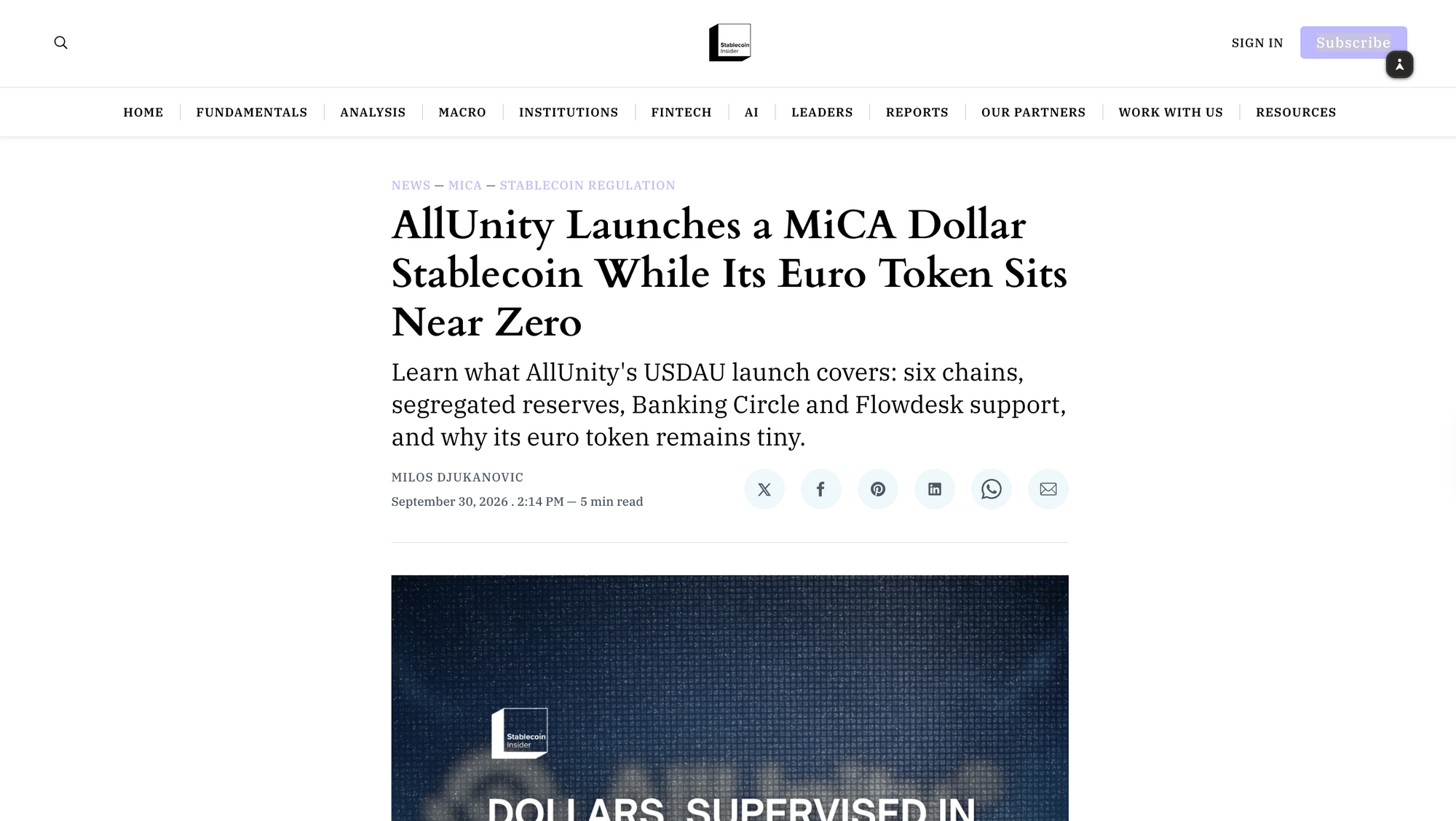 AllUnity Launches a MiCA Dollar Stablecoin While Its Euro Token Sits Near Zero