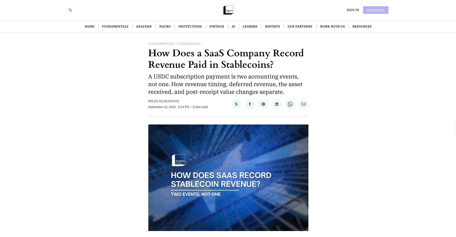 How Does a SaaS Company Record Revenue Paid in Stablecoins?