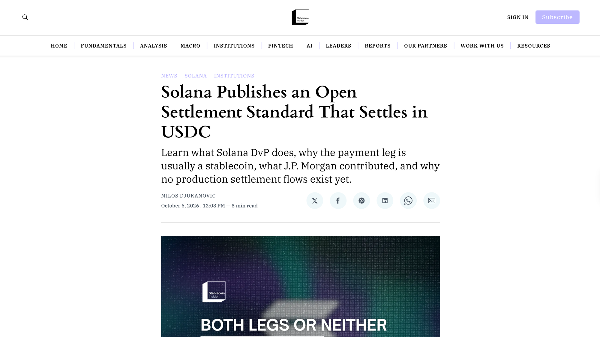 Solana Publishes an Open Settlement Standard That Settles in USDC