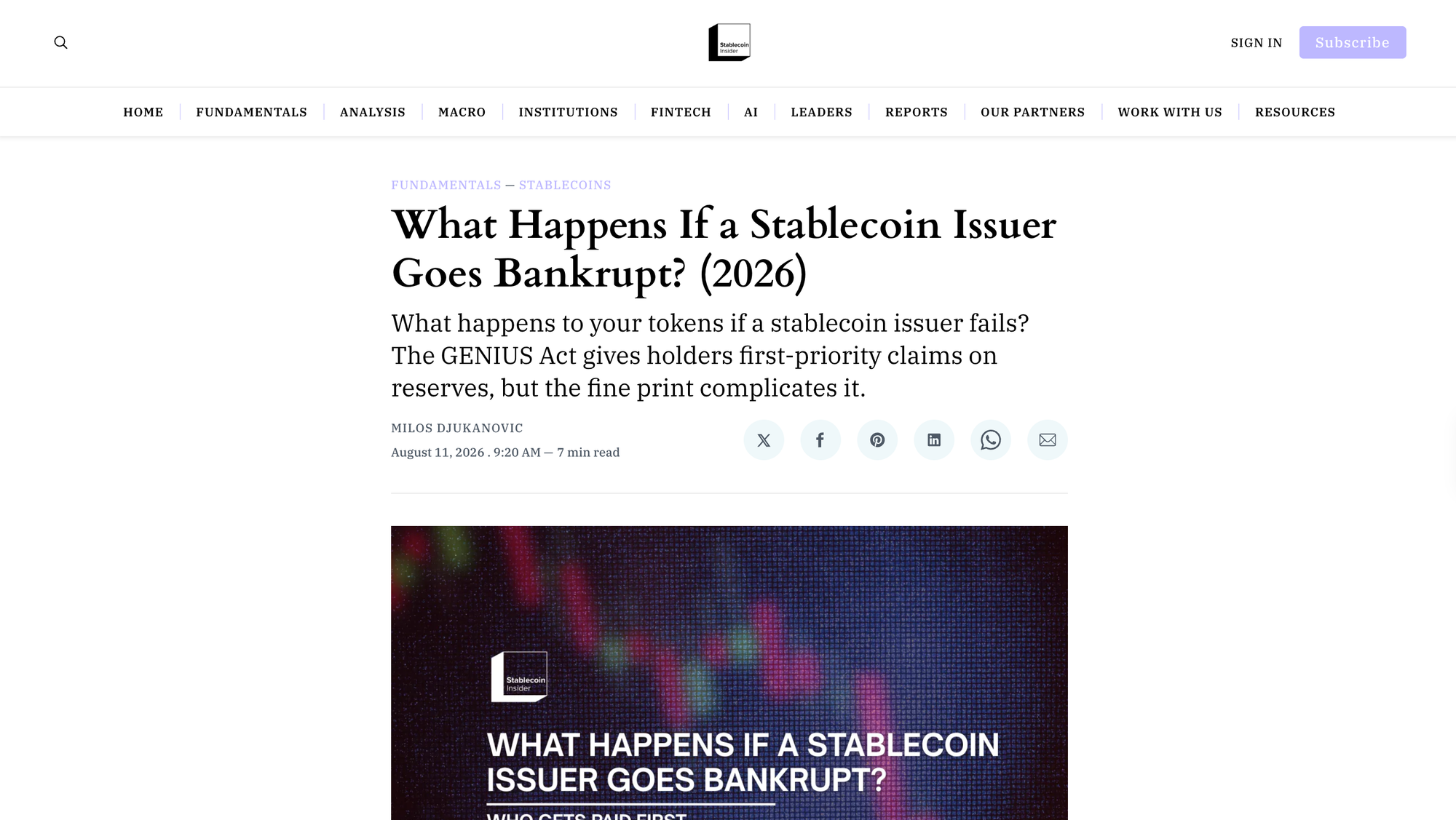 What Happens If a Stablecoin Issuer Goes Bankrupt? (2026)