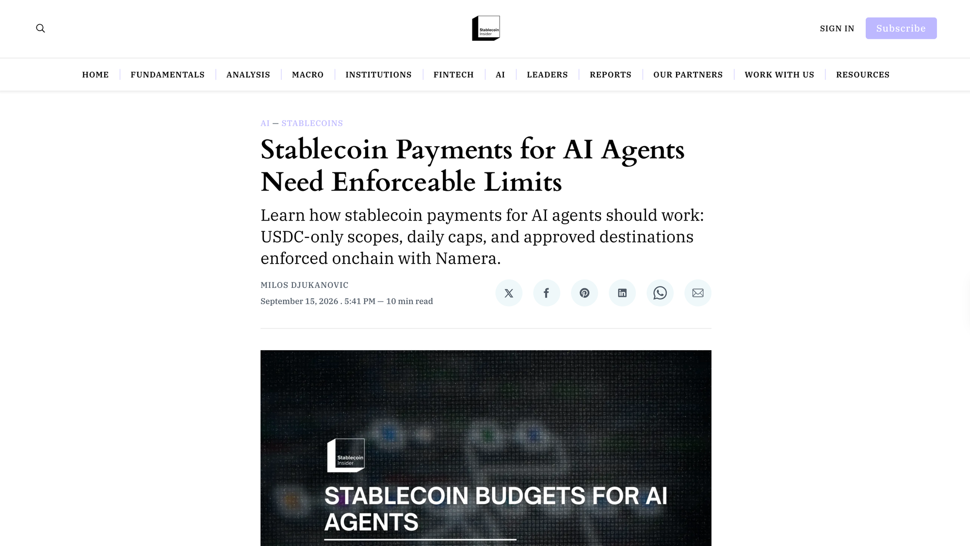 Stablecoin Payments for AI Agents Need Enforceable Limits