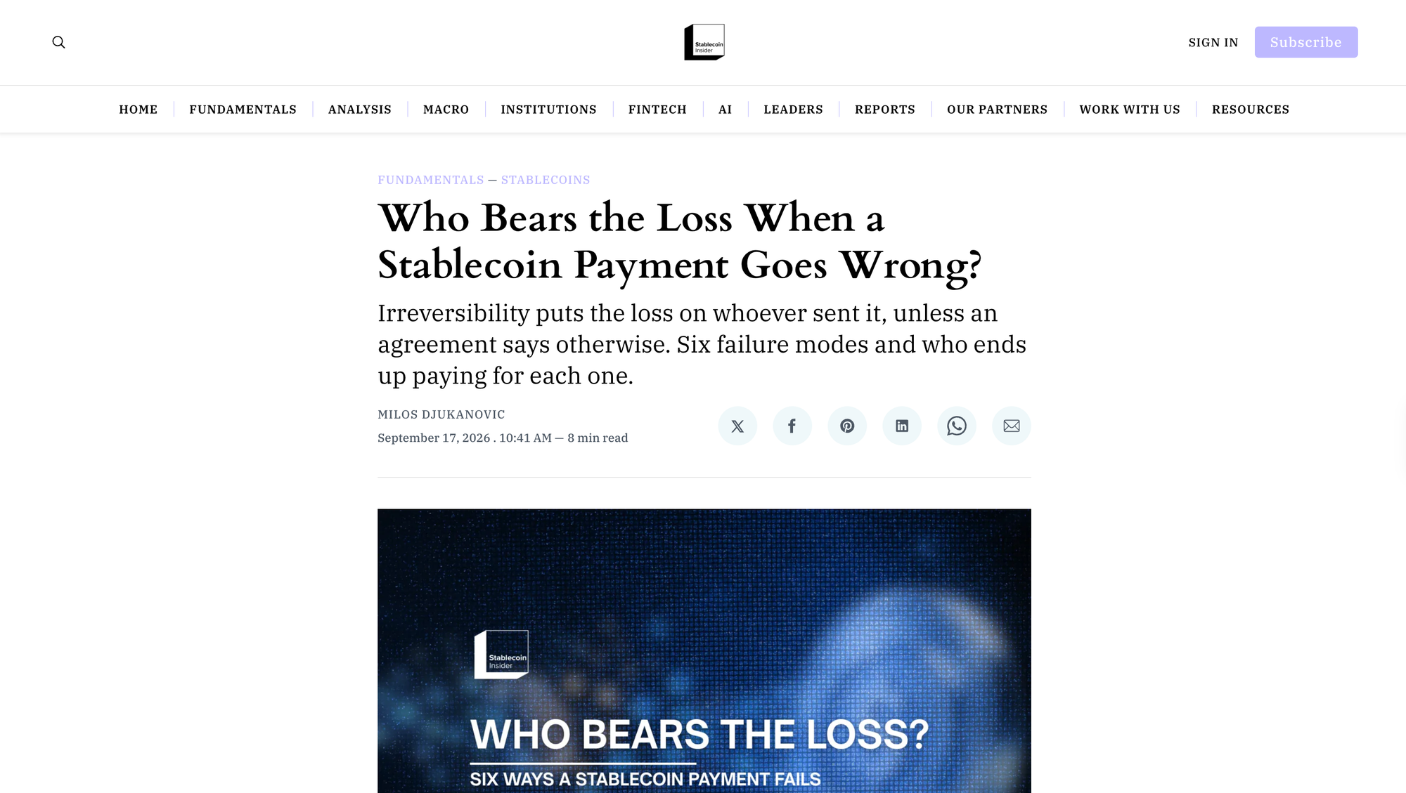 Who Bears the Loss When a Stablecoin Payment Goes Wrong?